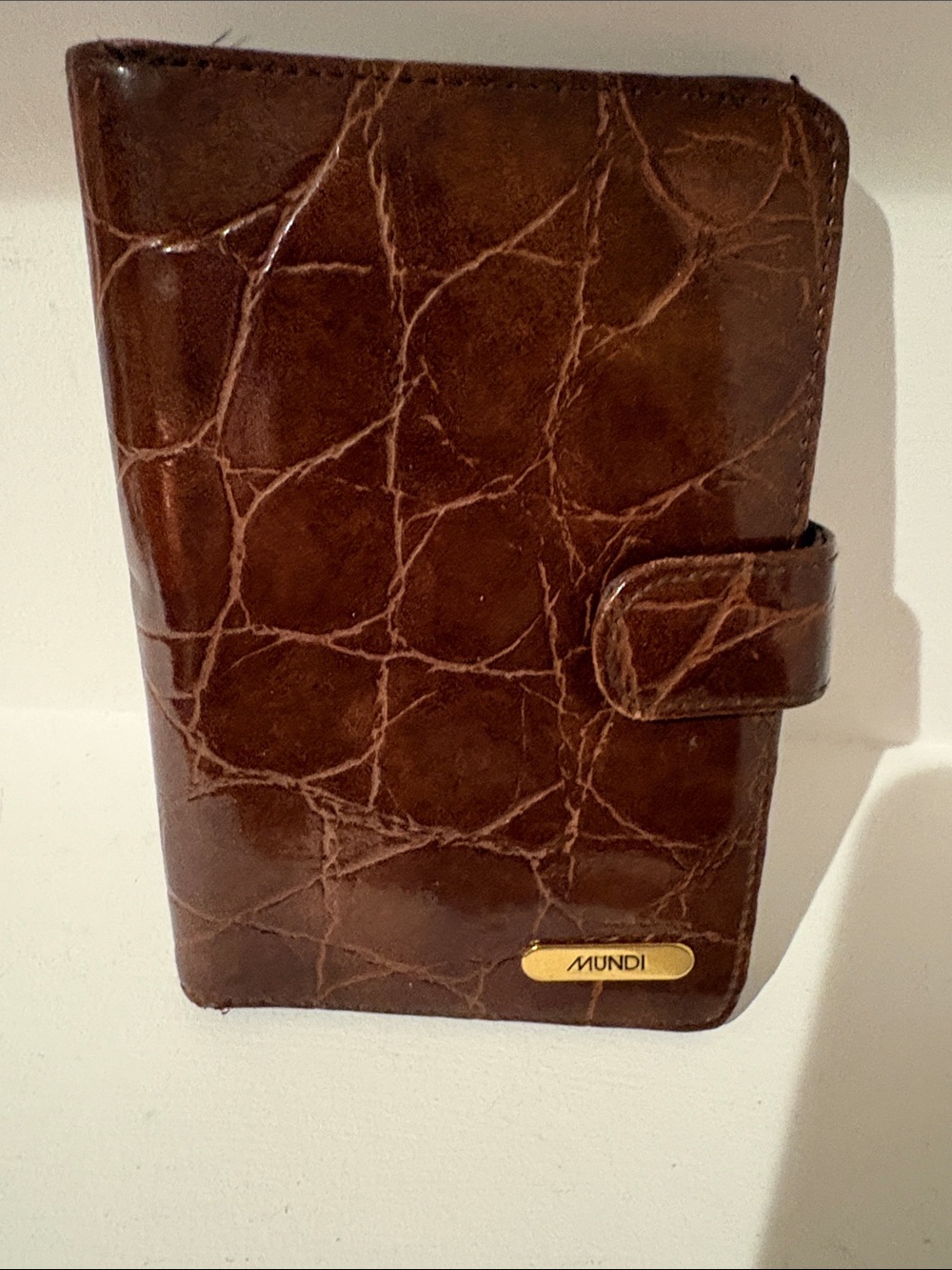 Mundi Brown Croc-Embossed Leather Planner